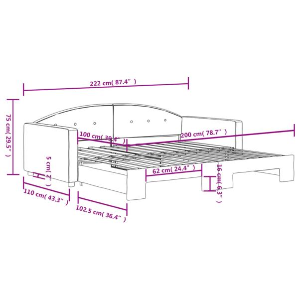 Tagesbett Ausziehbar Gelb 100x200 cm Samt