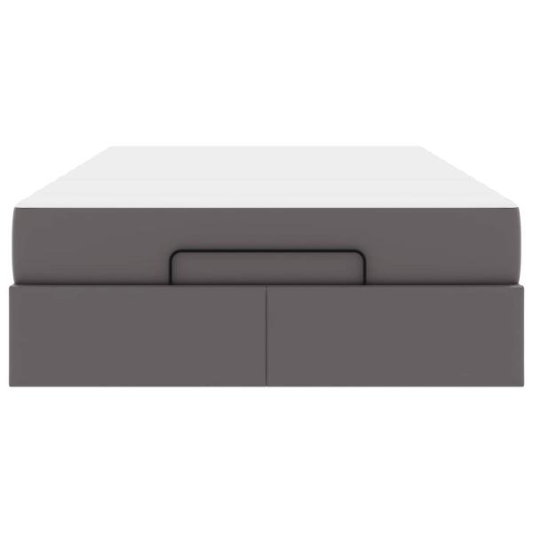 Bettgestell mit Matratze Grau 120 x 200 cm Kunstleder