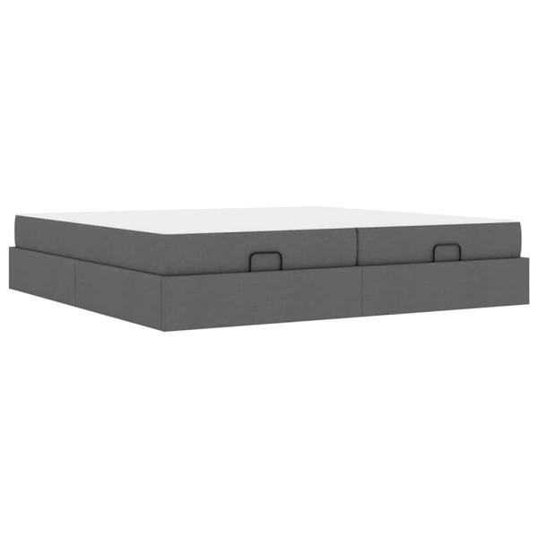 Bettgestell mit Speicher Dunkelgrau 200 x 200 cm Stoff