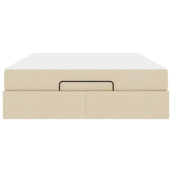 Bettgestell mit Speicher Creme 160 x 200 cm Stoff