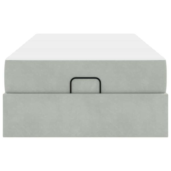 Bettgestell mit Matratze mit Speicher Hellgrau 90 x 190 cm Samt