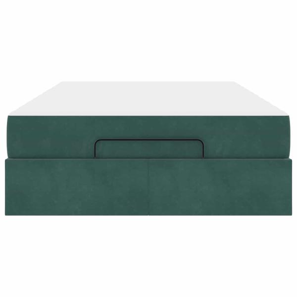 Bettgestell mit Matratze Dunkelgrün 120 x 190 cm Samt