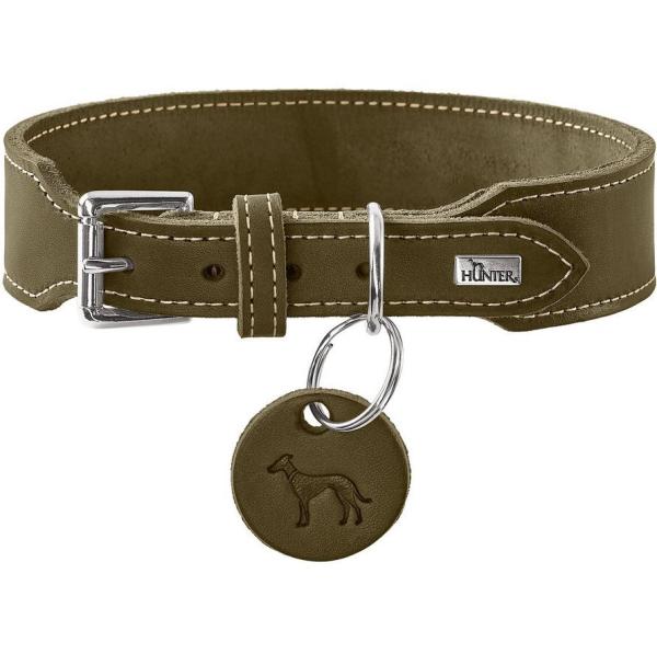 ARDEBO.de Hunter Halsband Aalborg Rindsleder olivgrün extrabreit 55/M