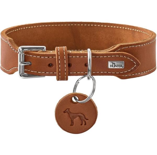 ARDEBO.de Hunter Halsband Aalborg Rindsleder cognac extrabreit 35/XS