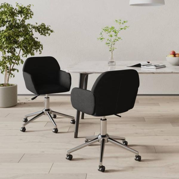 ARDEBO.de - Esszimmerstühle 2 Stk. Drehbar Schwarz Stoff