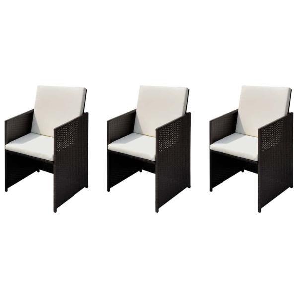 ARDEBO.de - Gartenstühle 3 pcs Braun 56 x 52 x 87 cm Poly Rattan