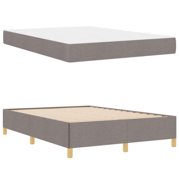 Boxspringbett mit Matratze Taupe und Weiß 140 x 190 cm Stoff