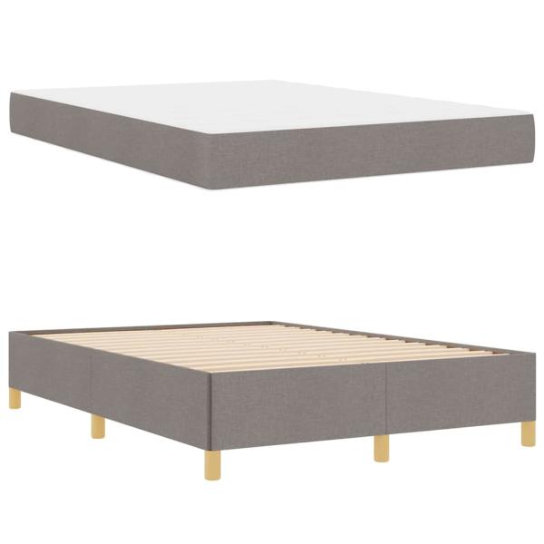 Boxspringbett mit Matratze Taupe und Weiß 140 x 190 cm Stoff
