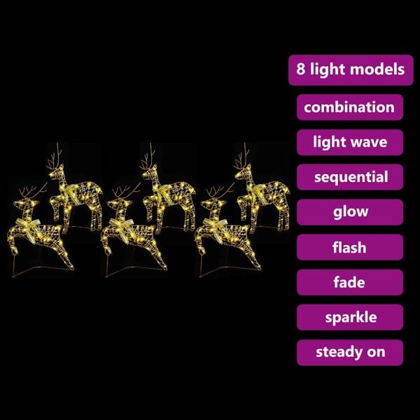 LED Rentiere 6 Stk. Gold 44 x 18 x 65,5 cm PET 180 LEDs