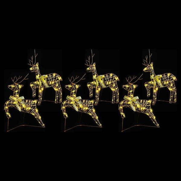LED Rentiere mit 180 LEDs 6 pcs Gold 64 x 42 x 15 cm PET