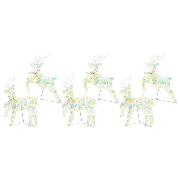 ARDEBO.de - LED Rentiere mit 180 LEDs 6 pcs Mehrfarbig 64 x 42 x 15 cm PET