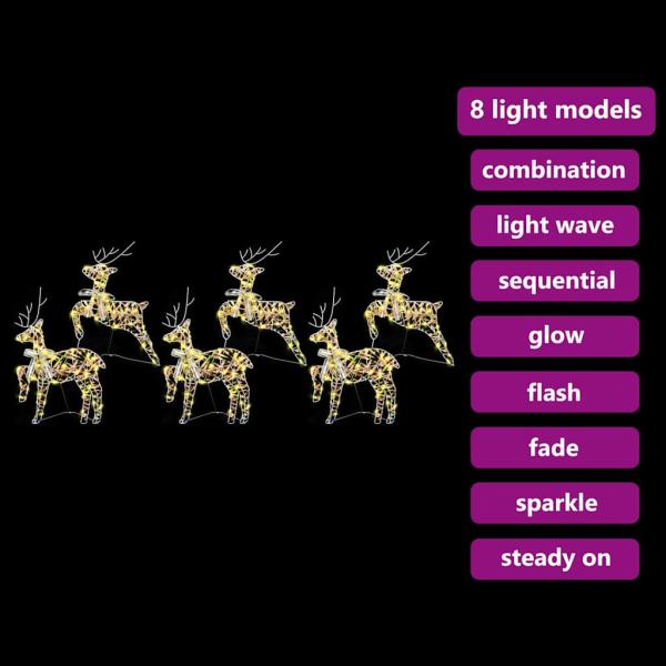 LED Rentiere mit 180 LEDs 6 pcs Mehrfarbig 64 x 42 x 15 cm PET