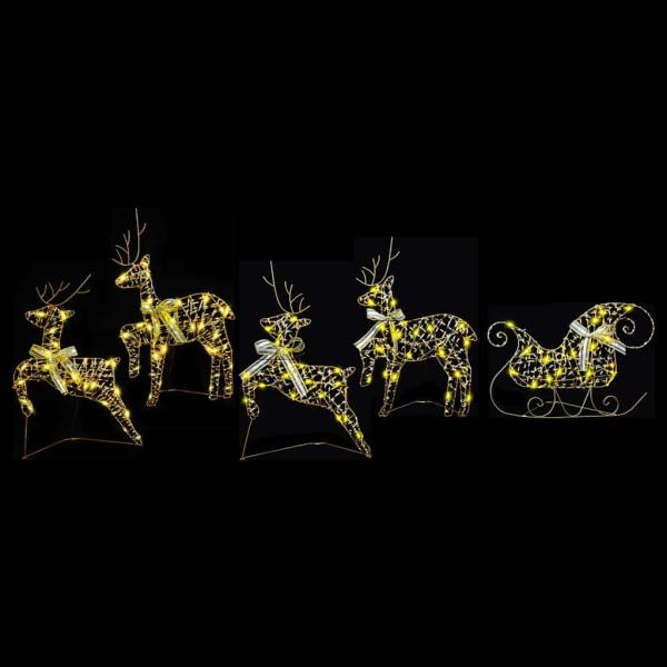 LED Rentiere mit 40 LEDs 5 pcs Gold PET