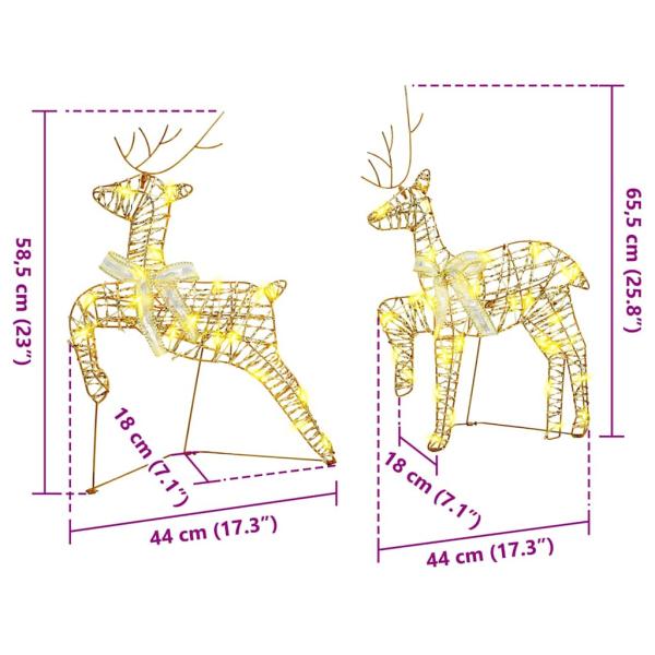 LED Rentiere mit 40 LEDs 5 pcs Gold PET