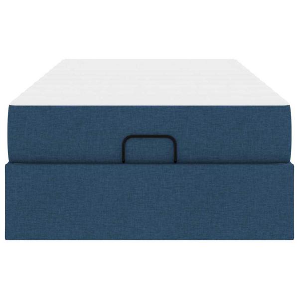 Bettgestell mit Matratze Blau 90 x 200 cm Stoff