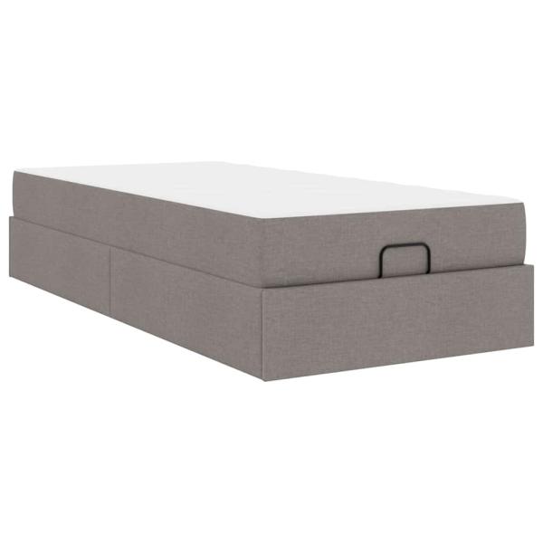 Bettgestell mit Matratze Taupe 100 x 200 cm Stoff