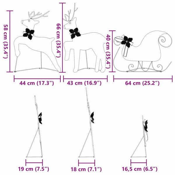 LED Rentiere 3 pcs Kalter Weiß Stoff