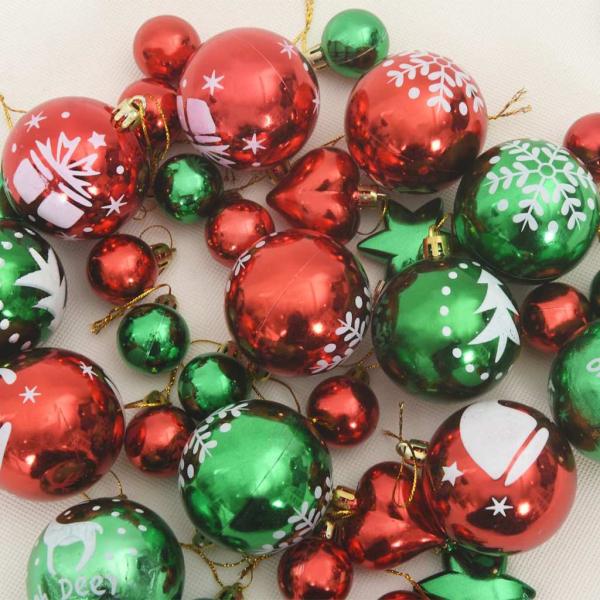 Weihnachtskugel-Set 40 pcs Rot und Grün