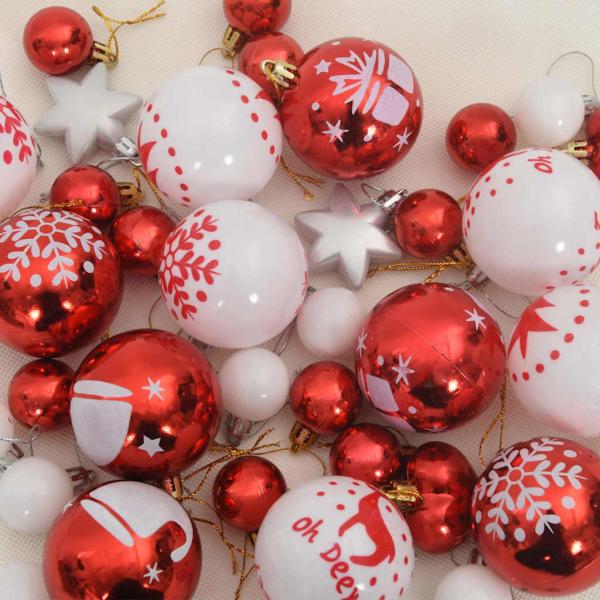 Weihnachtskugel-Set 40 pcs Rot und Weiß