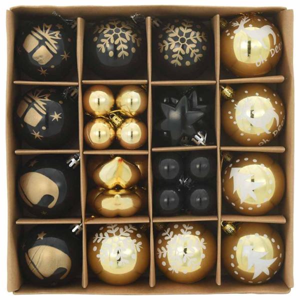 Weihnachtskugel-Set 40 pcs Schwarz und Gold