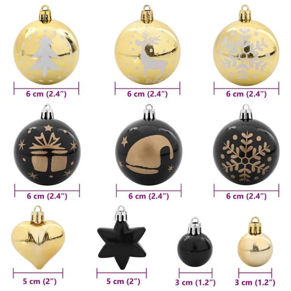 Weihnachtskugel-Set 40 pcs Schwarz und Gold