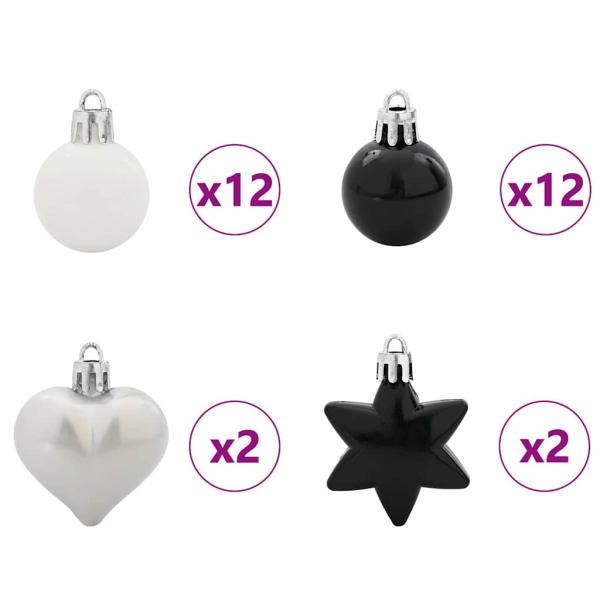 Weihnachtskugel-Set 40 pcs Schwarz und Weiß