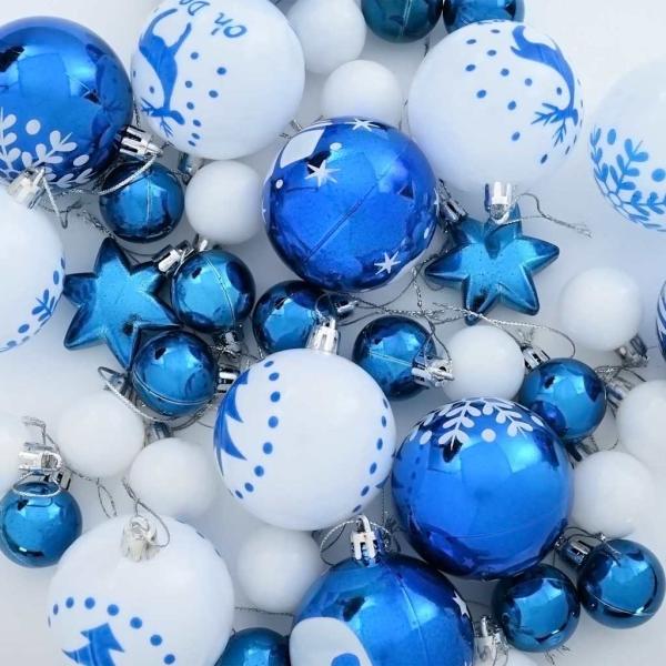 Weihnachtskugel-Set 40 pcs Blau und Weiß