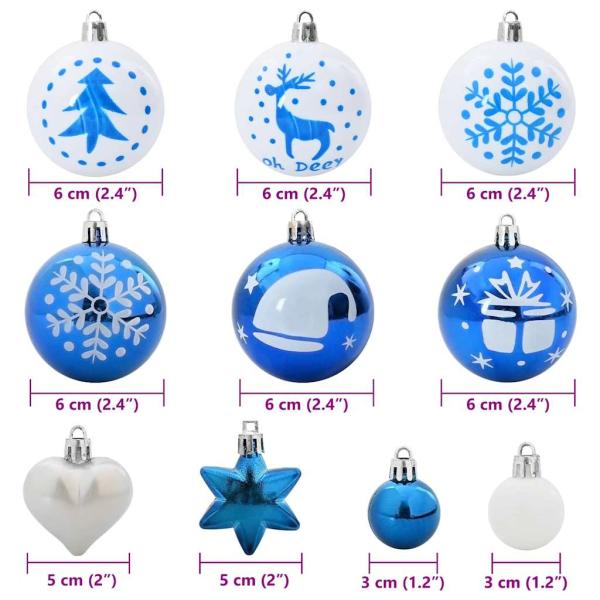 Weihnachtskugel-Set 40 pcs Blau und Weiß