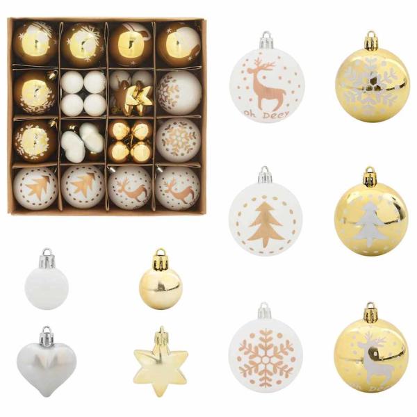 Weihnachtskugel-Set 40 pcs Weiß und Gold
