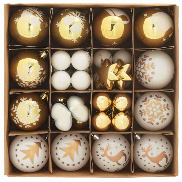 Weihnachtskugel-Set 40 pcs Weiß und Gold