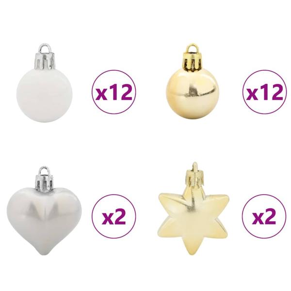 Weihnachtskugel-Set 40 pcs Weiß und Gold