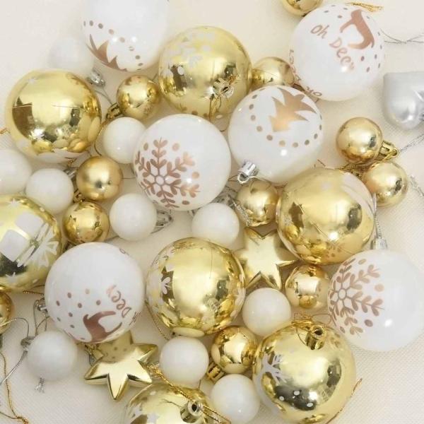 Weihnachtskugel-Set 40 pcs Weiß und Gold