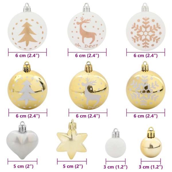 Weihnachtskugel-Set 40 pcs Weiß und Gold