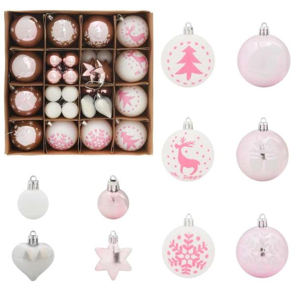 Weihnachtskugel-Set 40 pcs Weiß und Rosa