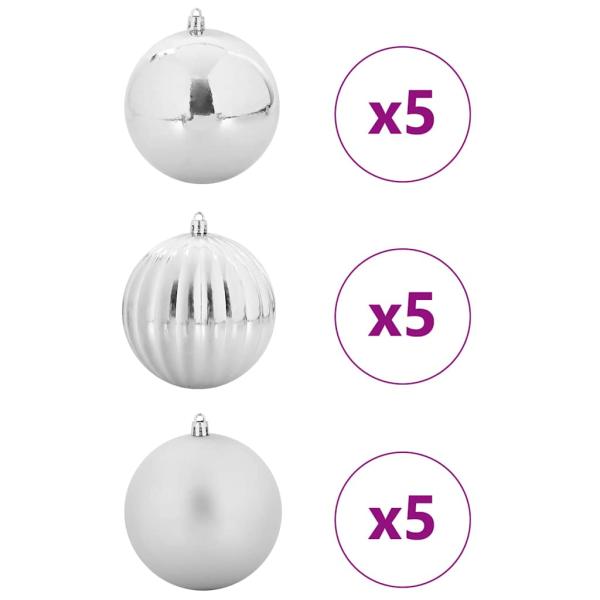 Weihnachtsbaumkugel Set XL 15 stk. Silber Ø 10 cm Kunststoff