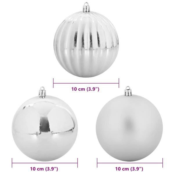 Weihnachtsbaumkugel Set XL 15 stk. Silber Ø 10 cm Kunststoff