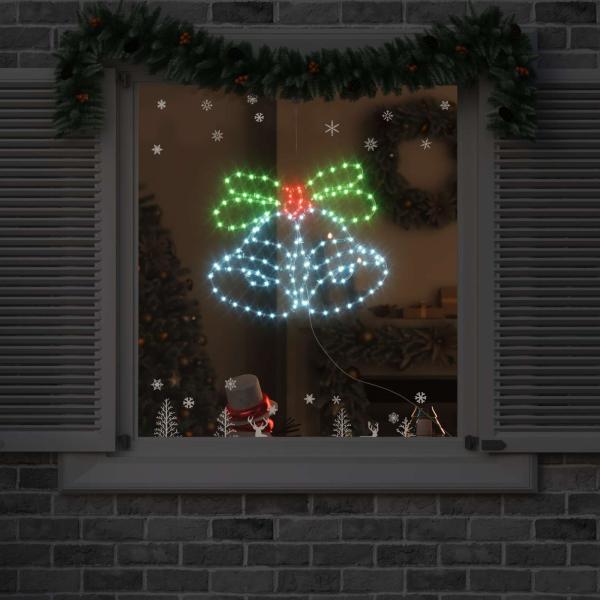 ARDEBO.de - Weihnachtsglocke mit 144 LEDs Mehrfarbig 56 x 46 cm PVC