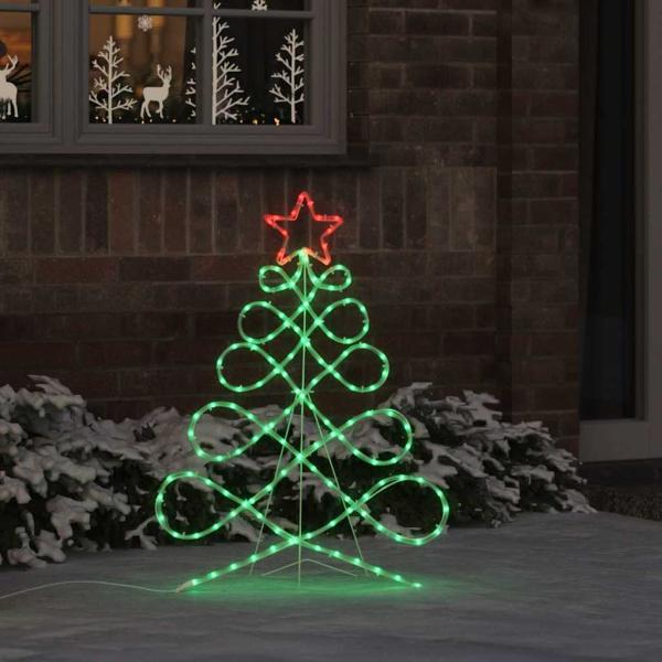ARDEBO.de - Lichterbaum in Weihnachtsbaumform Mehrfarbig 80 x 56 cm PVC