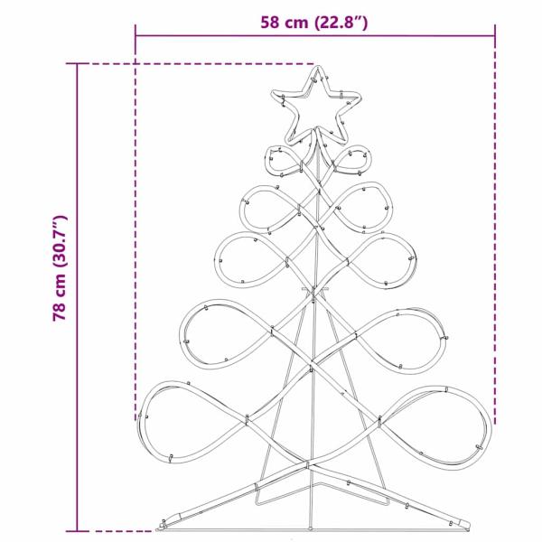 Lichterbaum in Weihnachtsbaumform Mehrfarbig 80 x 56 cm PVC