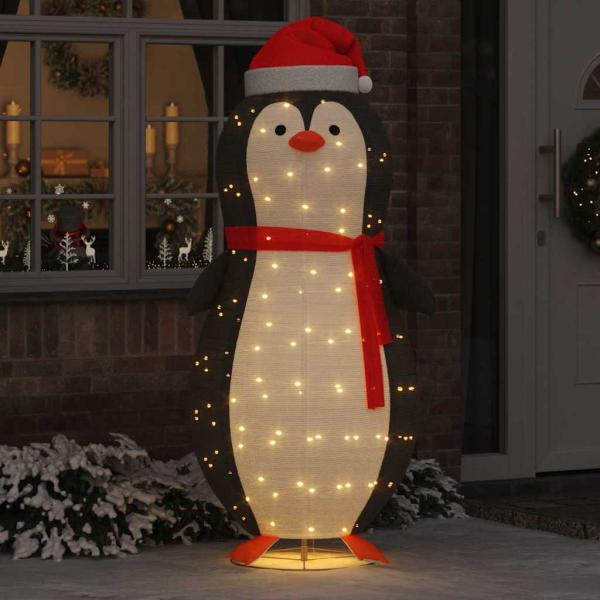 ARDEBO.de - Schnee-Pinguin Figur Warmweiß 78 x 88 x 180 cm Stoff