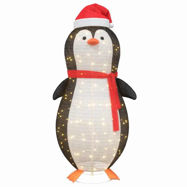 Schnee-Pinguin Figur Warmweiß 78 x 88 x 180 cm Stoff