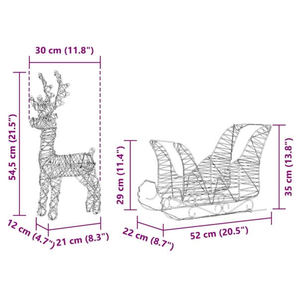 Rentier Zieh Schlitten Warmes Weiß 30 x 12 x 54,5 cm PET
