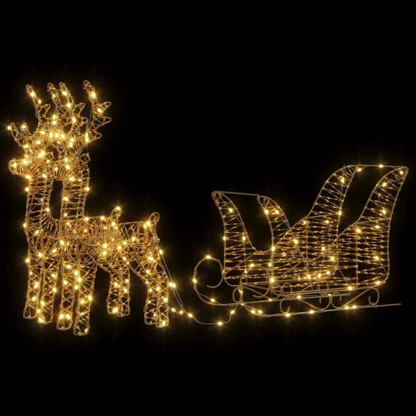 Rentier Zieh Schlitten Warmweiß 30 x 12 x 55 cm PET