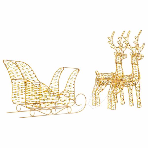 Rentier Zieh Schlitten Warmweiß 30 x 12 x 55 cm PET