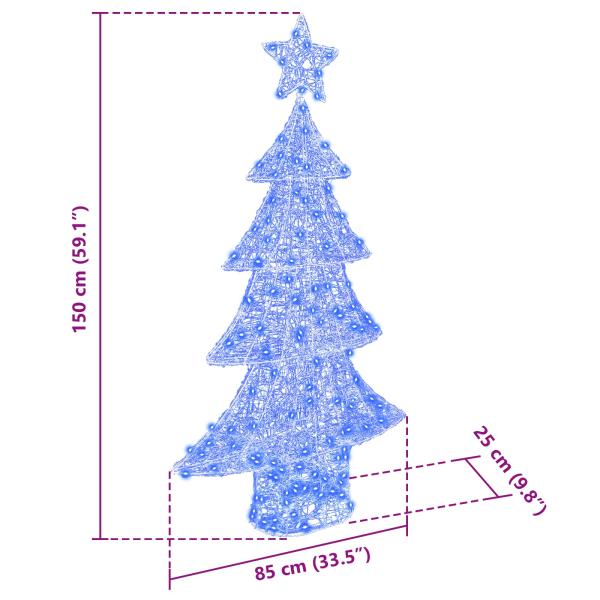 Weihnachtsbaum mit 160 LEDs Blau 150 cm Acryl
