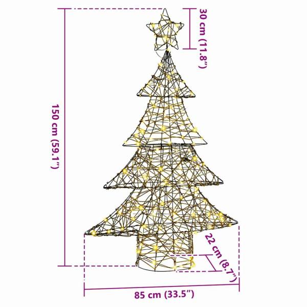 Weihnachtsbaum mit 120 LEDs Warmweiß 120 cm Rattan