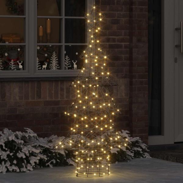 ARDEBO.de - Weihnachtsbaum mit 160 LEDs Warmweiß 150 cm Rattan