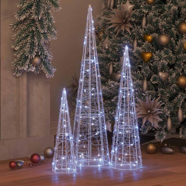 ARDEBO.de - Weihnachtsbaum 3 pcs Kaltweiß 40 cm 60 cm 80 cm Acryl