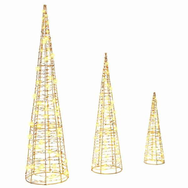 ARDEBO.de - Weihnachtsbaum mit 90 LEDs 3 pcs Warmweiß 40 cm 60 cm 80 cm PET