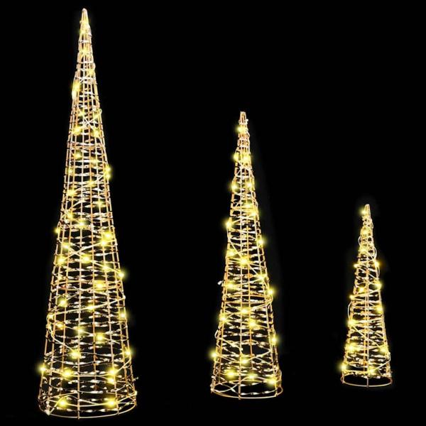 Weihnachtsbaum mit 90 LEDs 3 pcs Warmweiß 40 cm 60 cm 80 cm PET
